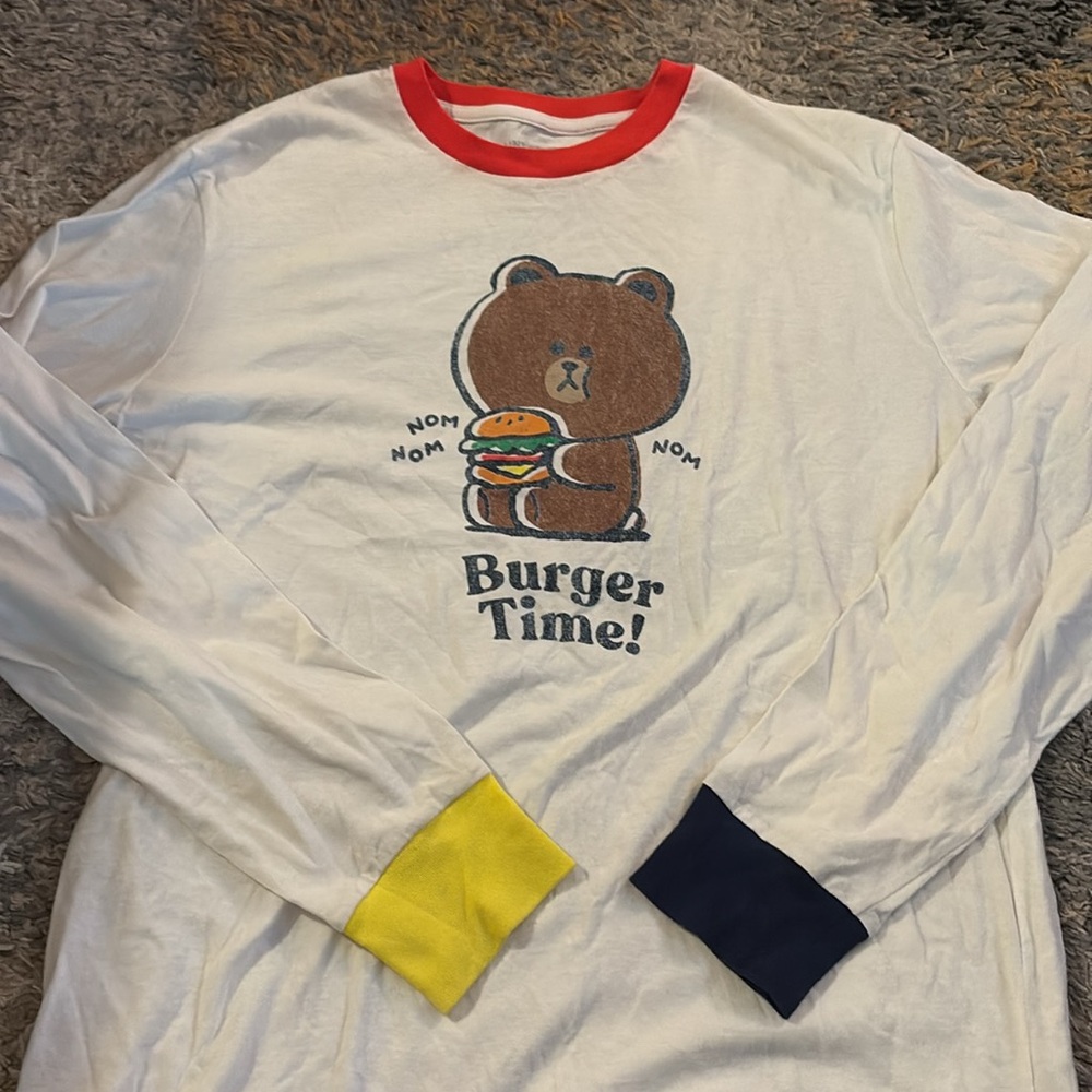 Line Friends Burger Time Brown Bear Long Sleeve Graphic Tshirt Boxlunch Top